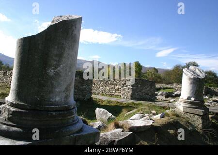 Ruinen von Colonia Ulpia Traiana Sarmizegetusa, Hunedoara County, Rumänien. Stockfoto