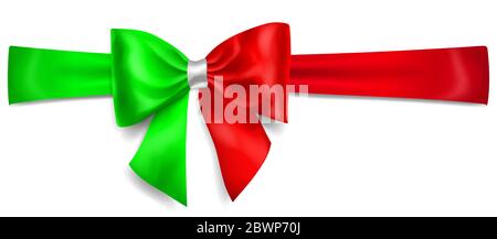 Große Schleife aus Band in Italien Flagge Farben mit Schatten auf weißem Hintergrund Stock Vektor
