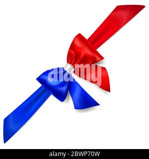 Große Schleife aus Band in Frankreich Flagge Farben mit Schatten auf weißem Hintergrund Stock Vektor