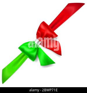 Große Schleife aus Band in Italien Flagge Farben mit Schatten auf weißem Hintergrund Stock Vektor