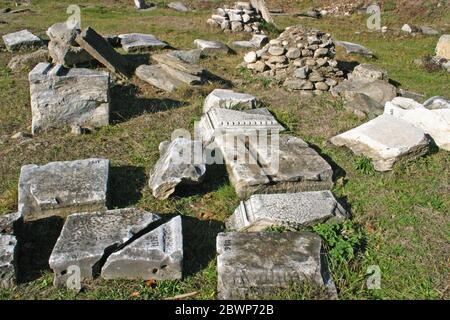 Ruinen von Colonia Ulpia Traiana Sarmizegetusa, Hunedoara County, Rumänien. Stockfoto