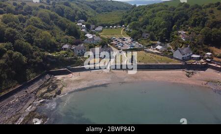 Luftaufnahme von Cwm-yr-Eglwys, Pembrokeshire Wales UK Stockfoto