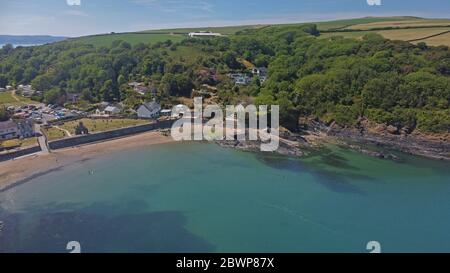 Luftaufnahme von Cwm-yr-Eglwys, Pembrokeshire Wales UK Stockfoto