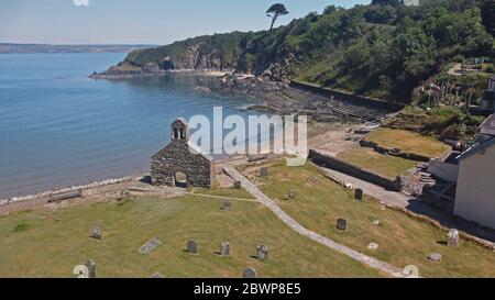 Luftaufnahme von Cwm-yr-Eglwys, Pembrokeshire Wales UK Stockfoto