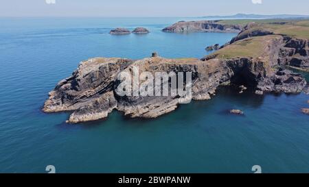 Luftaufnahme von Abereiddy, Blue Lagoon Pembrokeshire Wales UK Stockfoto