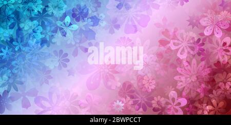 Frühling Hintergrund von verschiedenen Blumen in blauen und roten Farben Stock Vektor