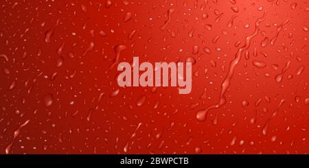 Hintergrund mit Tropfen und Streifen von Wasser in roten Farben, fließt die Oberfläche Stock Vektor