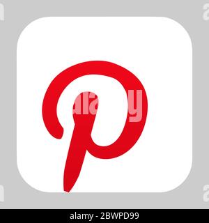 WORONESCH, RUSSLAND - 11. JANUAR 2020: Pinterest Logo quadratische Ikone Stock Vektor