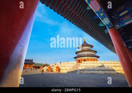 Peking, China - Jan 10 2020: Der Himmelstempel ist ein kaiserlicher Komplex religiöser Gebäude Stockfoto