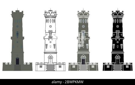 Decinsky Sneznik Tower in Vorderansicht Stock Vektor