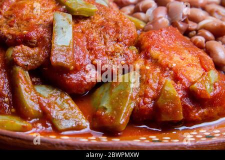 Shrimp Tortitas mit Kaktus nopales Stockfoto