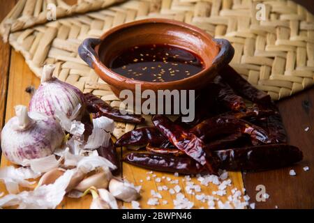 Traditionelle mexikanische macha Salsa Stockfoto