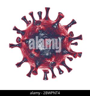 2019 NCoV-Corona Virus-Zellausbruch und Coronaviren Influenza weißer Hintergrund Konzept gefährliche Grippe Schuss Covid -19 Pandemie medizinische Gesundheit Risiko wi Stockfoto