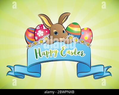 Frohe Ostern Banner Grußkarte, Vektor-Illustration Stock Vektor