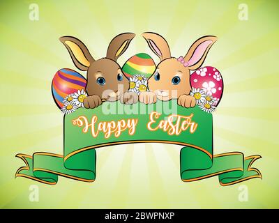 Frohe Ostern Banner Grußkarte, Vektor-Illustration Stock Vektor