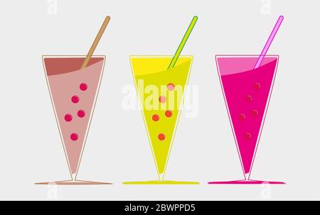 Bunte Smoothie Obst Getränke Vektor Illustration Stock Vektor