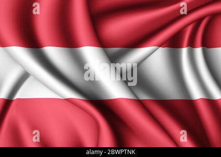 3d Rendering winkende Seidenflagge von Österreich Stockfoto
