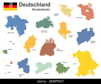 westeuropäisches Land deutschland und die Bundesländer Stock Vektor