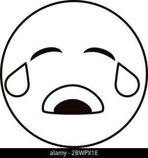Weinende Emoji Gesichtslinie Stil-Symbol Stock Vektor