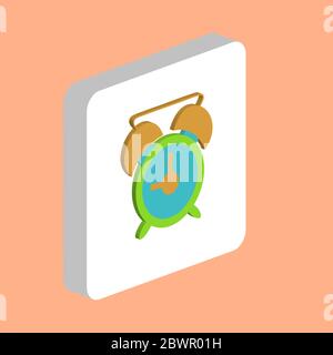 Wecker einfaches Vektorsymbol. Illustration Symbol Design Vorlage für Web mobile UI Element. Perfekte Farbe isometrisches Piktogramm auf 3d weißes Quadrat. A Stock Vektor