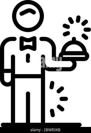 Hotel Butler Ikone, Outline Stil Stock Vektor