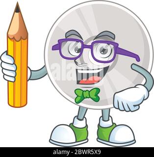 Kompakte Festplatte Student Mascot Design-Konzept zu Hause studieren Stock Vektor