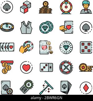 Croupier Icons Set, Outline Style Stock Vektor