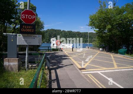 Die Lake Windermere Autofähre, wegen der Covid-19 Sperre geschlossen Stockfoto