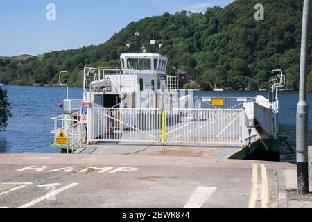 Die Lake Windermere Autofähre, wegen der Covid-19 Sperre geschlossen Stockfoto