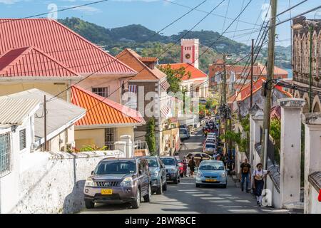 Blick auf die St. Georges Pfarrkirche in St. George's, Grenada, Windward Islands, Westindien, Karibik, Mittelamerika Stockfoto