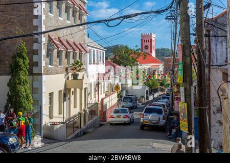 Blick auf die St. Georges Pfarrkirche in St. George's, Grenada, Windward Islands, Westindien, Karibik, Mittelamerika Stockfoto