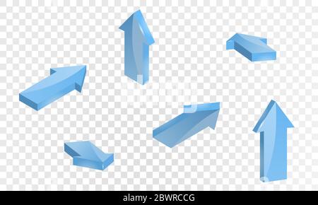 Satz von Symbolen Zeigerpfeile 3D-Vektorsammlung, isoliert auf transparentem Hintergrund Stock Vektor