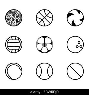Set von Basisbällen. Vektor Einfache geometrische Sport-Symbole Stock Vektor