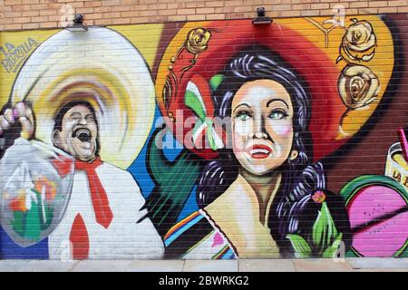 Artwork Werbung La Parrilla Mexican Restaurant, Liverpool, UK Stockfoto