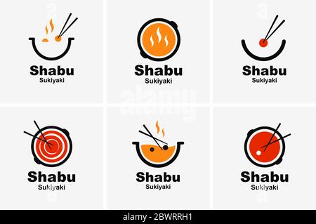 Shabu Sukiyaki-Logo-Symbol Grafik japanischen Buffet-Restaurant Stock Vektor