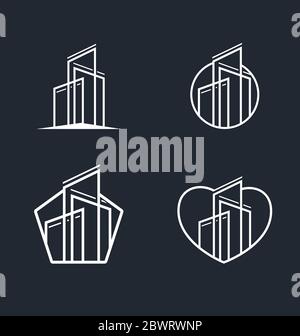 Symbole für Immobilien-Gebäude gesetzt. Symbole für moderne Gebäude setzen Vektor-eps Stock Vektor