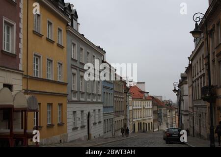 Pastellfarbene Gebäude in Danzig, Polen Stockfoto