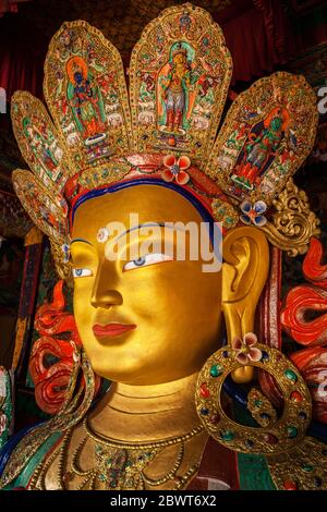 Maitreya Buddha in Thikse Gompa Stockfoto