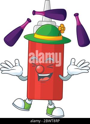 Soße Flasche Maskottchen Cartoon Design spielen Jonglieren auf Zirkus Stock Vektor