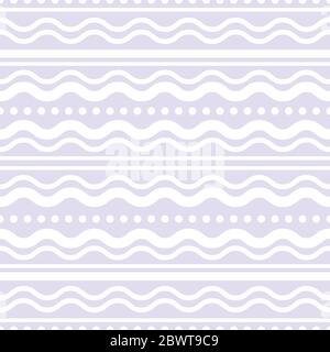 Wellige lila und blau wellige Linien und Punkte. Nahtlose Textur mit weißen Rolling Ornament auf weißem Hintergrund. Vektorgrafik. Osterschevron-Patter Stock Vektor
