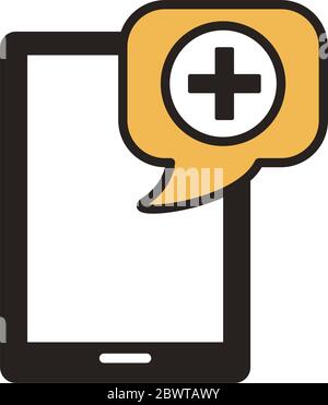 Smartphone mit Telemedizin App Line Duo Farbstil Stock Vektor