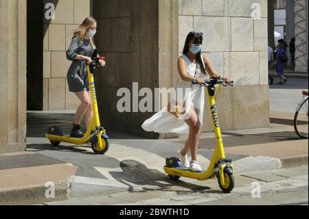 Mila (Italien), Juni 2020, die neue urbane Mobilität nach der Sperrung durch die Covid-19-Epidemie Stockfoto