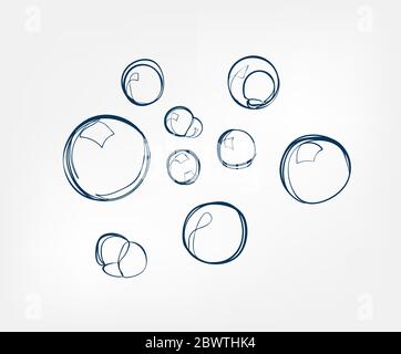 Bubble Seife Linie Kunst Skizze skizzieren isolierte Design-Element Kosmetik Stock Vektor