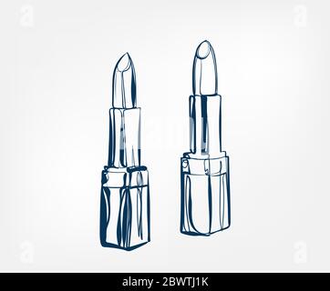 Lippenstift Linie Kunst Skizze skizzieren isolierte Design-Element Kosmetik Stock Vektor