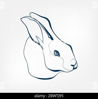 Kaninchen Vektor Tier wild eine Linie Stock Vektor