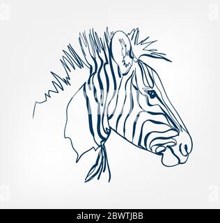zebra Vektor Tier wild eine Linie Stock Vektor