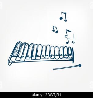 Glockenspiel Skizze Linie Vektor Design Kontur Stock Vektor