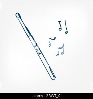 Querflöte Skizze Vektor Illustration isoliertes Design Element isoliert Stock Vektor