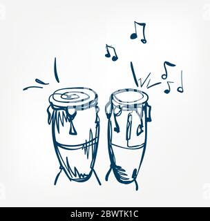 Congas Skizze Linie Vektor Design Umriss Stock Vektor