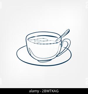 Tee Kaffee Tasse eine Linie Vektor Design-Element Stock Vektor